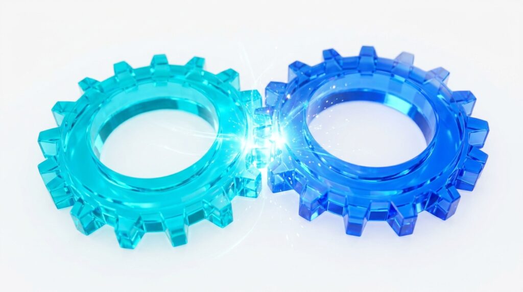 법률 전문가와 노무 전문가의 협력을 상징하는 3D 일러스트레이션