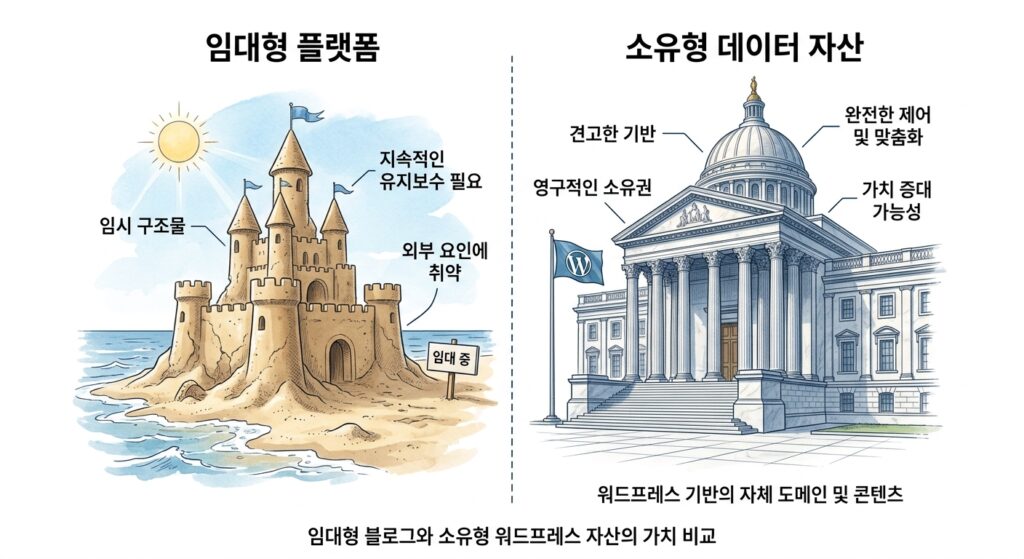 임대형 블로그와 소유형 워드프레스 자산의 가치 비교